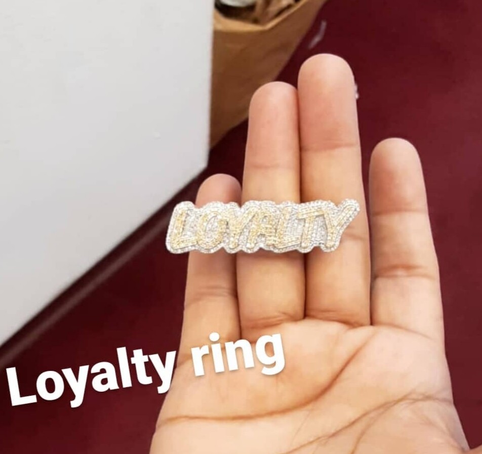 Pre-owned Online0369 Mens 1.28ct Rd Cubic Zirconia Loaylty Customized Large Name Ring Free Stud In Yellow