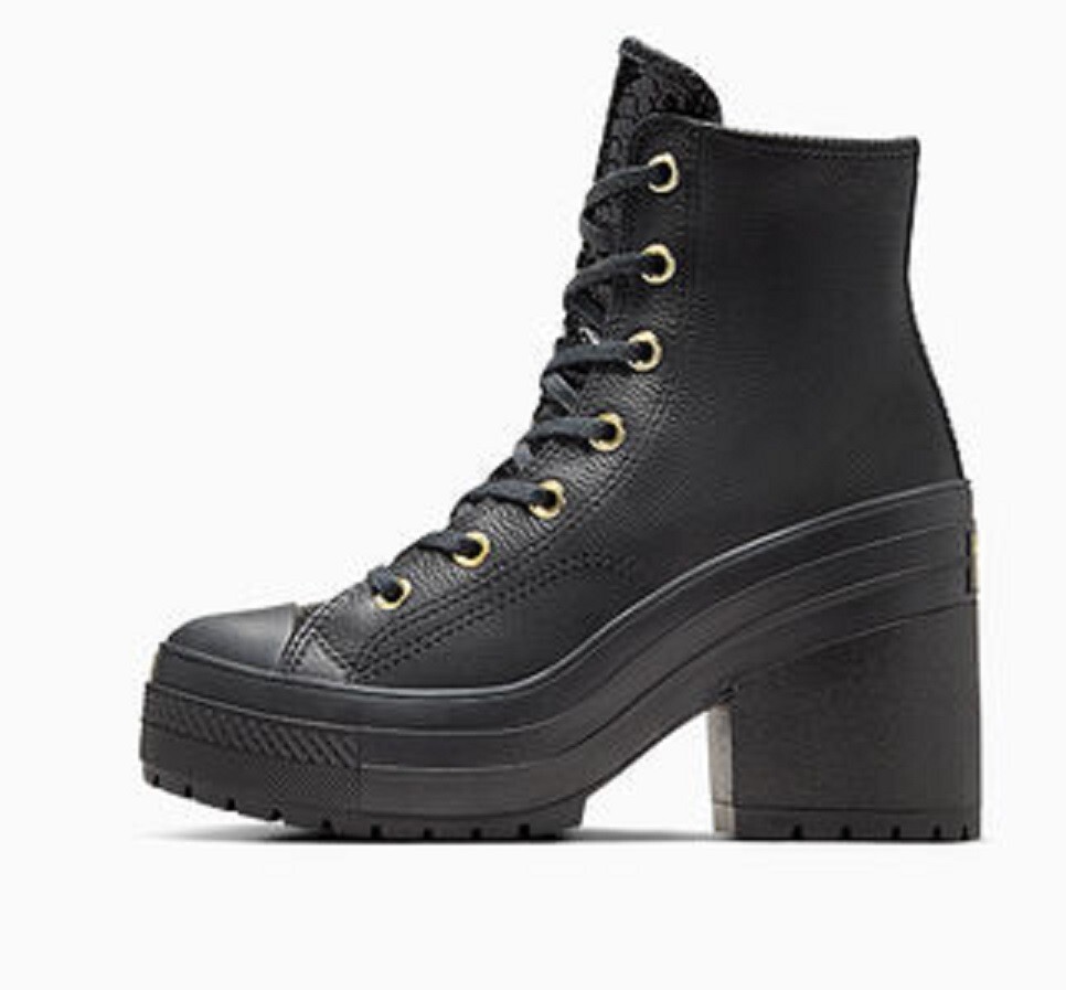 Pre-owned Converse Women's Chuck 70 De Luxe Heel Premium Black Leather Ortholite Insole