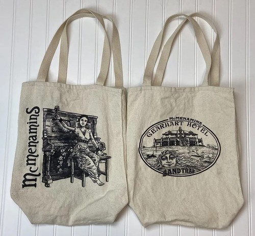 McMenamins Gearhart Hotel Sand Trap & Piano Lady Canvas Shopper Tote Book Bag