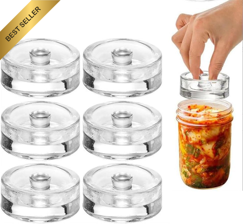 6 Pcs Fermentation Weights, with Easy Grip Handle, Pickling Canning Supplies Kit