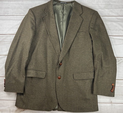 Woolrich Mens Blazer Sport Coat Two-Button Vintage Jacket 43L Green Tweed Suits