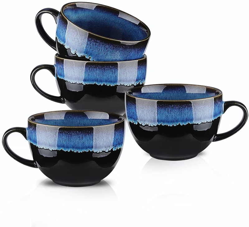 Ceramic Soup Mug, Soup Bowls with Handles Microwave Safe, 24 Ounce Jumbo Mug and