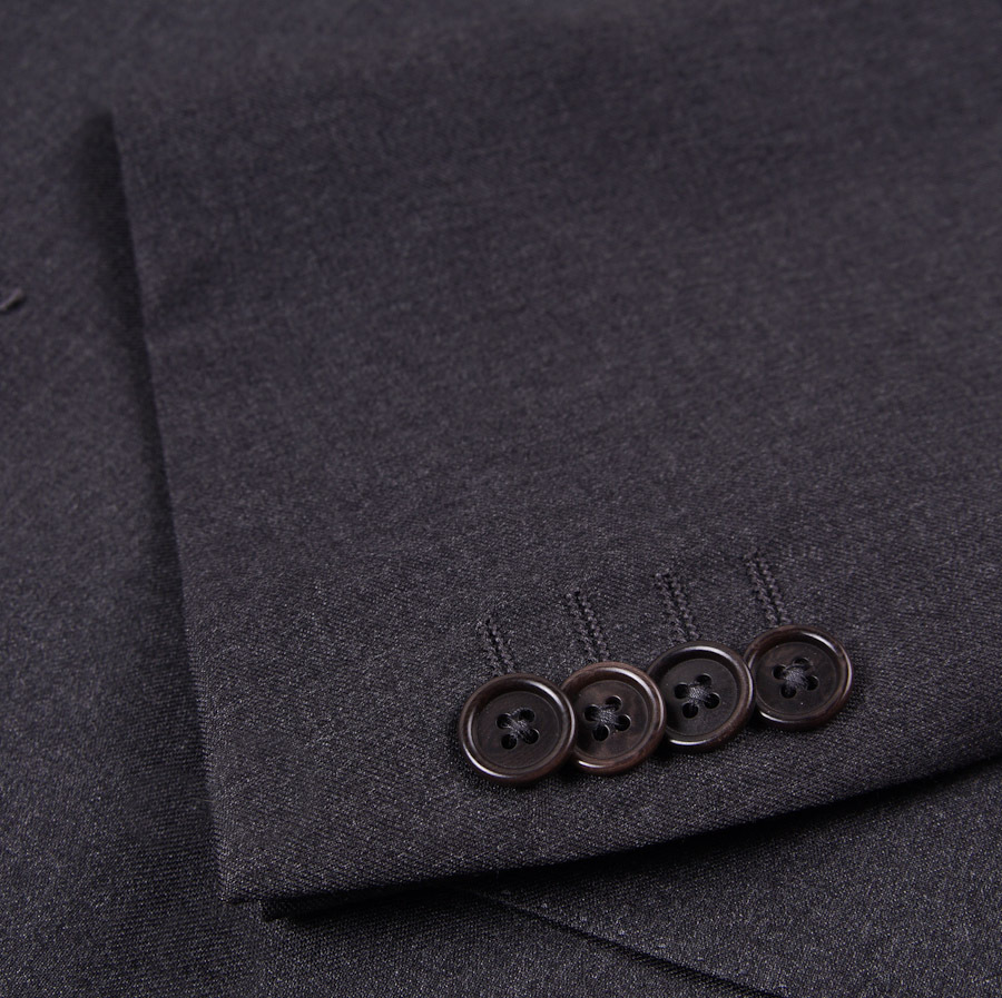 Pre-owned Luciano Barbera $1495  Solid Charcoal Gray Wool Suit 44 S (eu 54c) Modern-fit