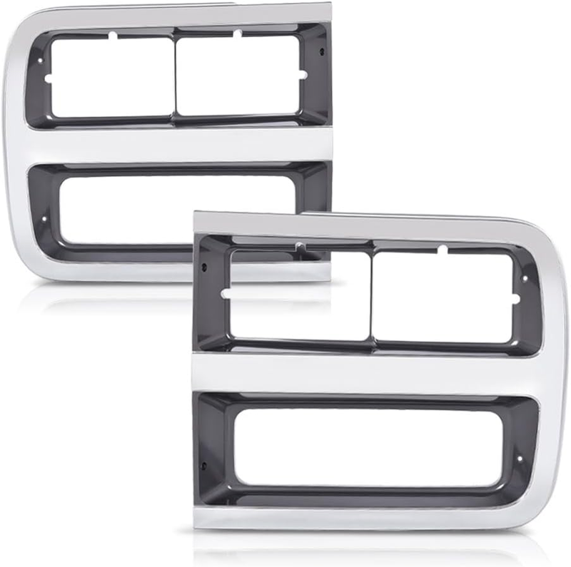 Pair Front Headlight Bezel Chrome for 1992-1995 Chevy G10 Beauville Van Sportvan