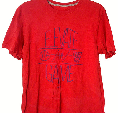 Nike Men's Lg T-Shirt Athletic Wear Short Sleeve Red Elevate The Game Logo