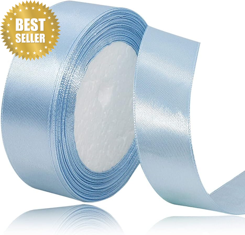 Satin Ribbon, Light Blue, 1 Inch X 25 Yards, for Gift Wrapping, Crafts, Hair Bow