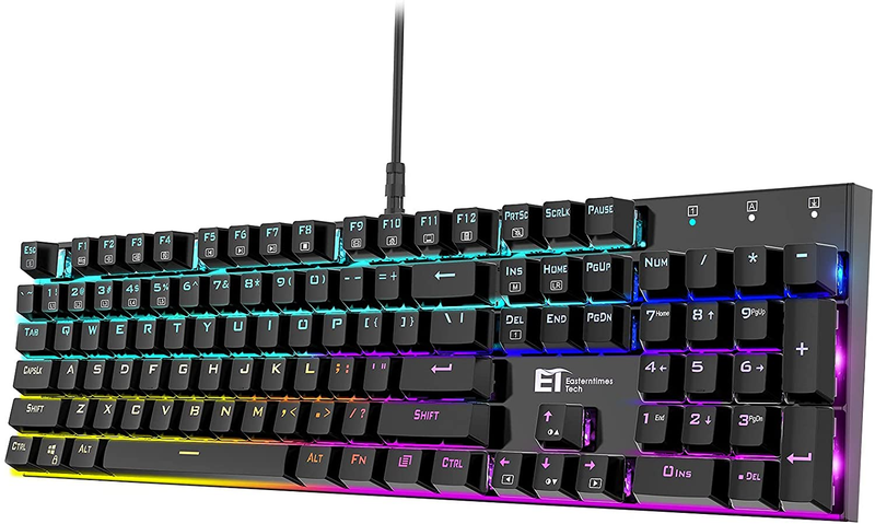E T Mechanical Gaming Keyboard RGB Backlit Keys Computer Keyboard, 16.8 Milli...