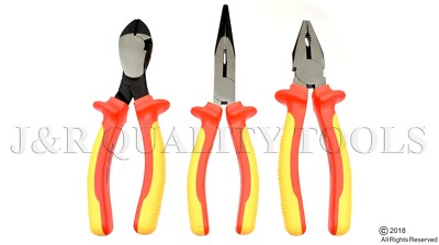 3Pc Professional Electricians Vde Pliers Set Fully Insulated Grip Wire Cutters