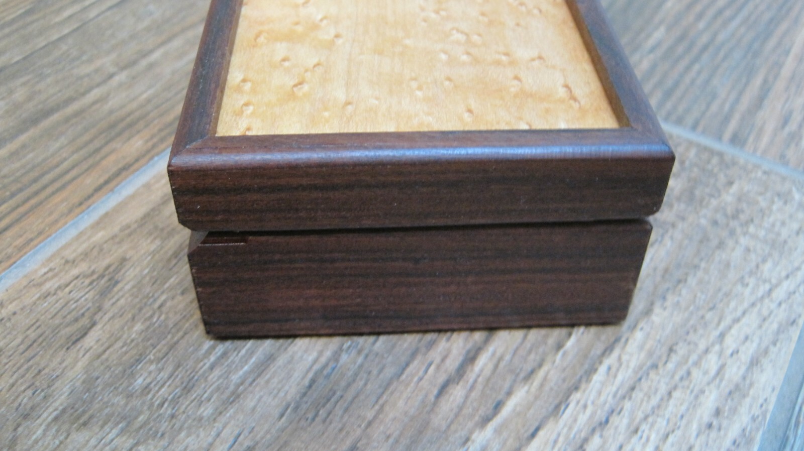 Rosewood & Birdseye Maple Wood Keepsake Jewelry Desktop Box Handcrafted USA
