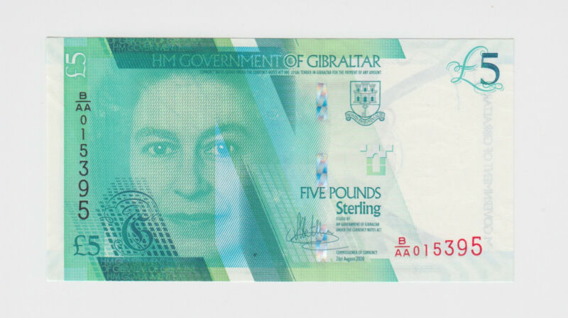 GIBRALTAR P.NEW  5 POUNDS 2020 QEII  UNCIRCULATED  LOW SHIPPING  2201