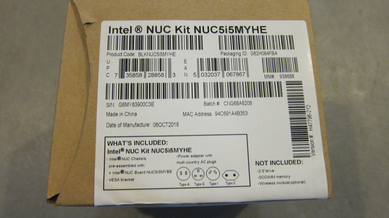 Intel NUC Kit NUC5i5MYHE - UPC # 735858288583 - NEW - FREE Intel NUC Kit NUC5i5MYHE - UPC # 735858288583 - NEW - FREE