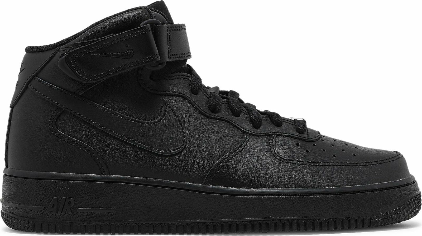 Nike Air Force 1 One Mid Triple Black All Leather Original Nike Air Force 1 One Mid Triple Black All Leather Original