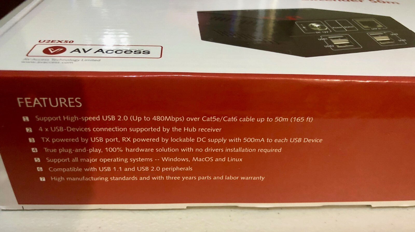 AV Access USB Extender |165ft Over Cat5e 6 | 4 USB2.0 Ports | Plug & Play | NEW