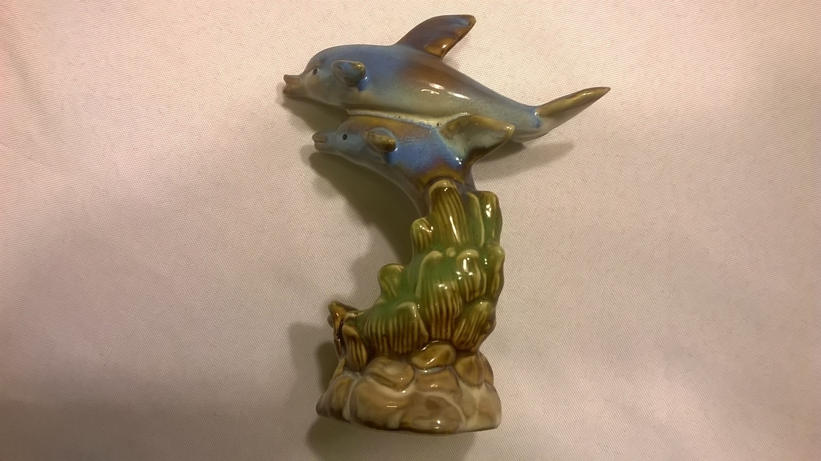 Porcelain Dolphin Statue Figurine - 2 Dolphins