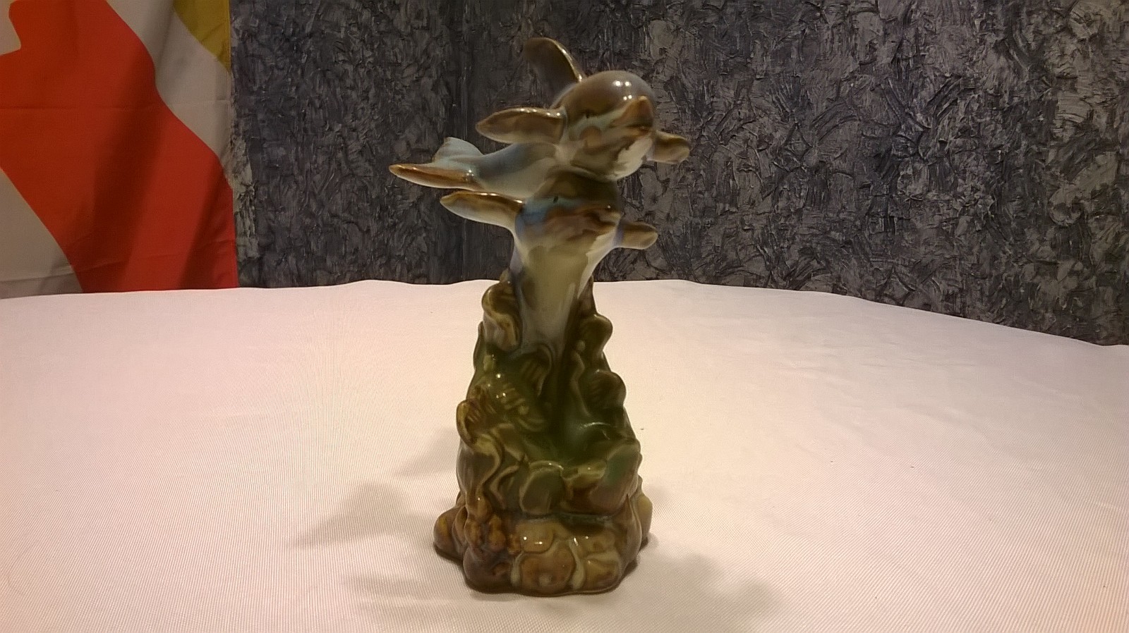 Porcelain Dolphin Statue Figurine - 2 Dolphins