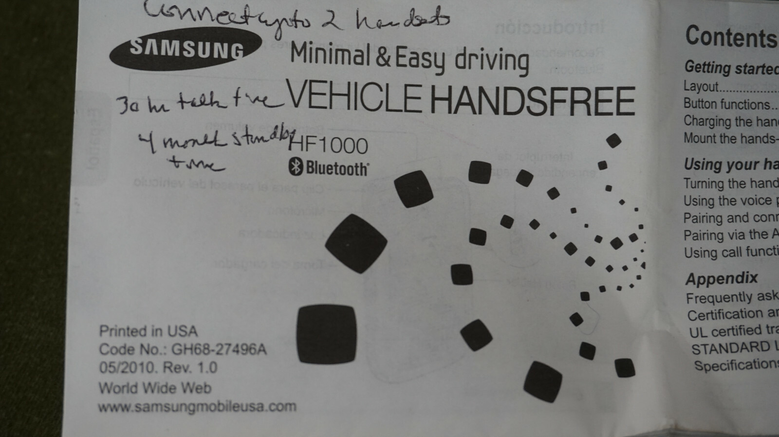 Samsung Bluetooth Vehicle Hands Free HF1000