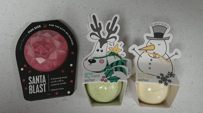 LOT of Holiday BATH BOMBS and SANTA BLAST Foaming Body Scrub