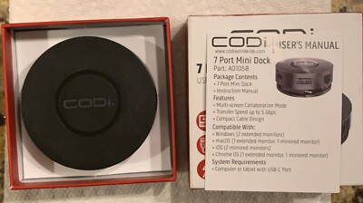 CODi Universal 7 Port Mini Docking Station for Laptop (A01058) - NEW IN OPEN BOX