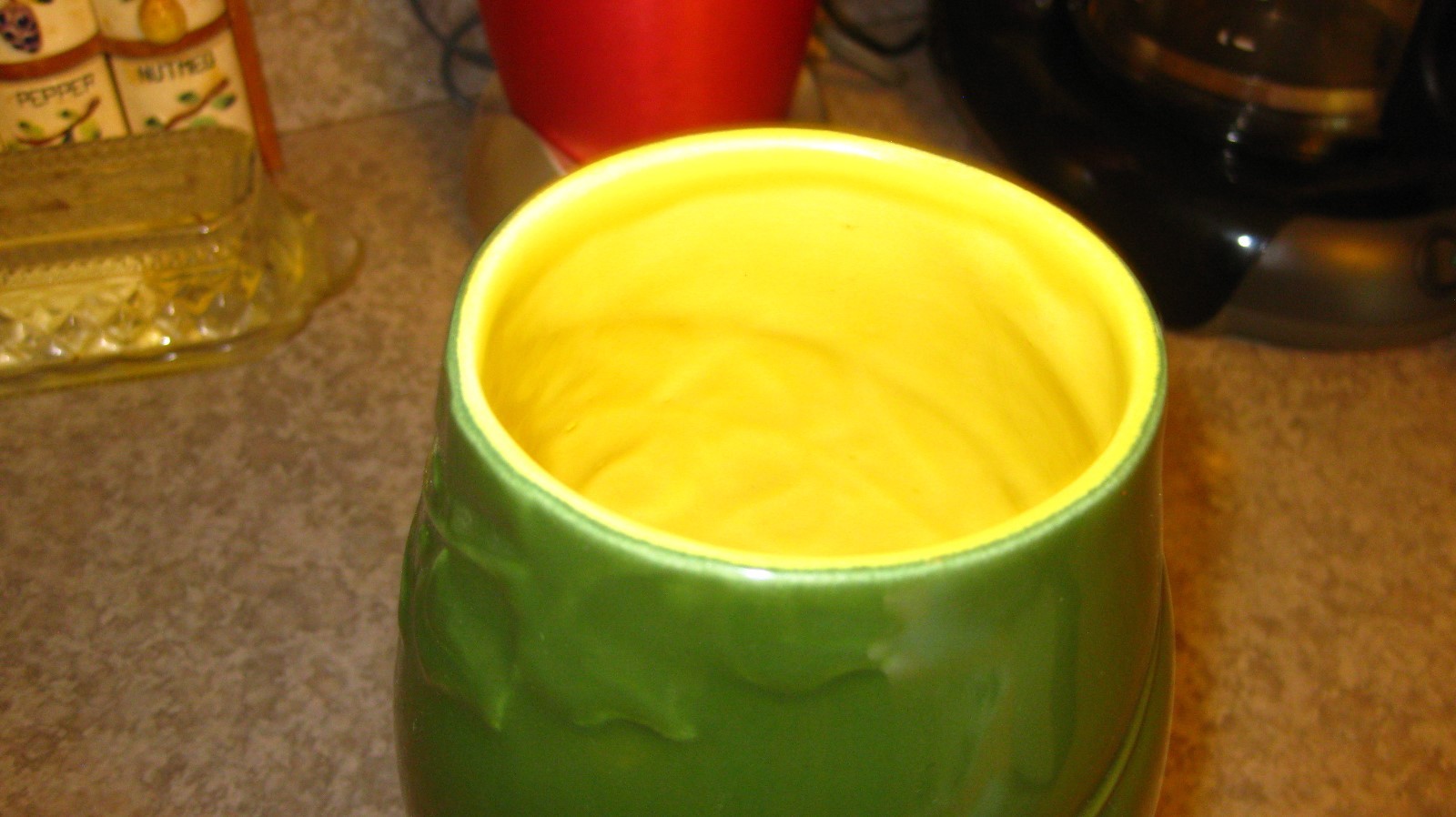 Vintage Red Wing Vase M-1441 Vines Green and Yellow