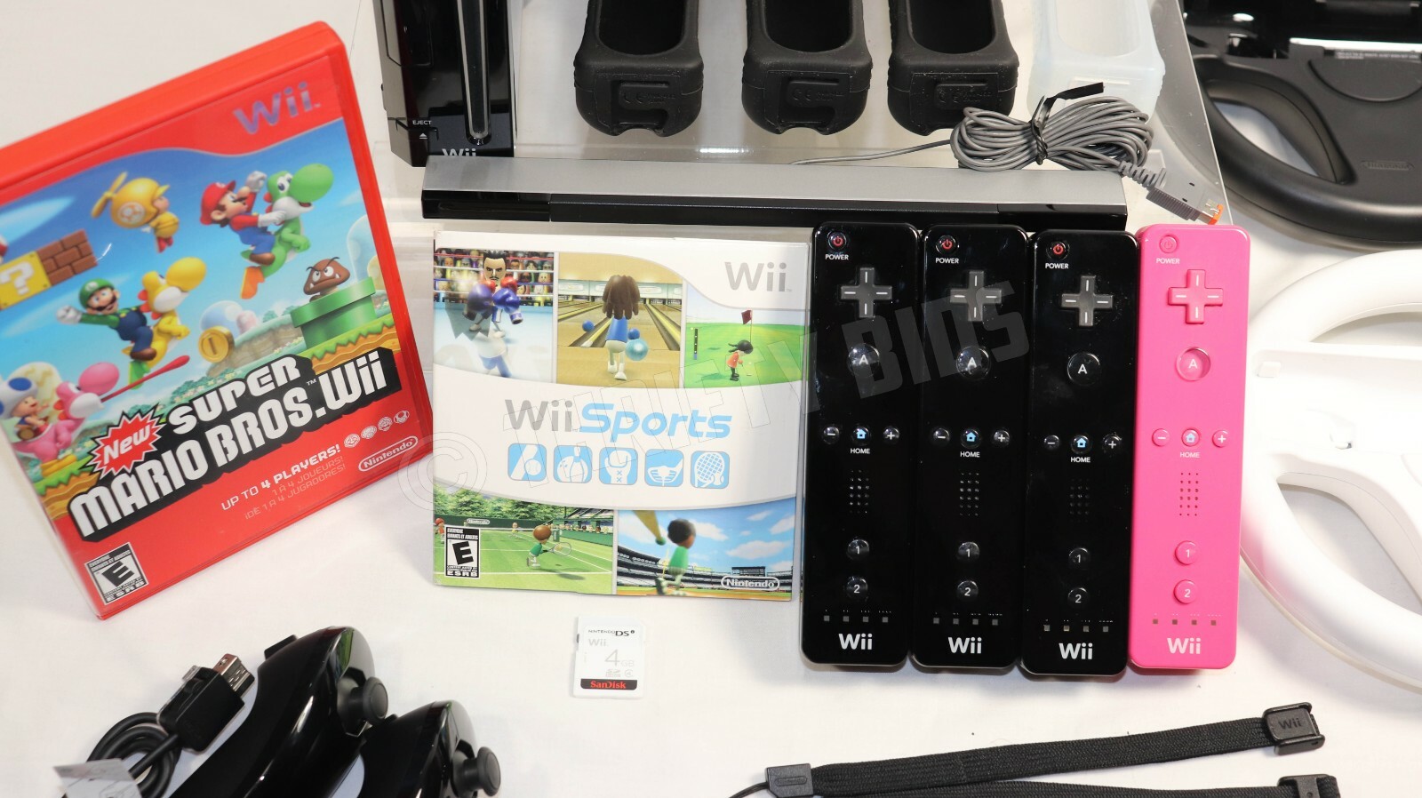 Nintendo Wii Black Console Wii Sports New Super Mario Accessories 4 Player Ready