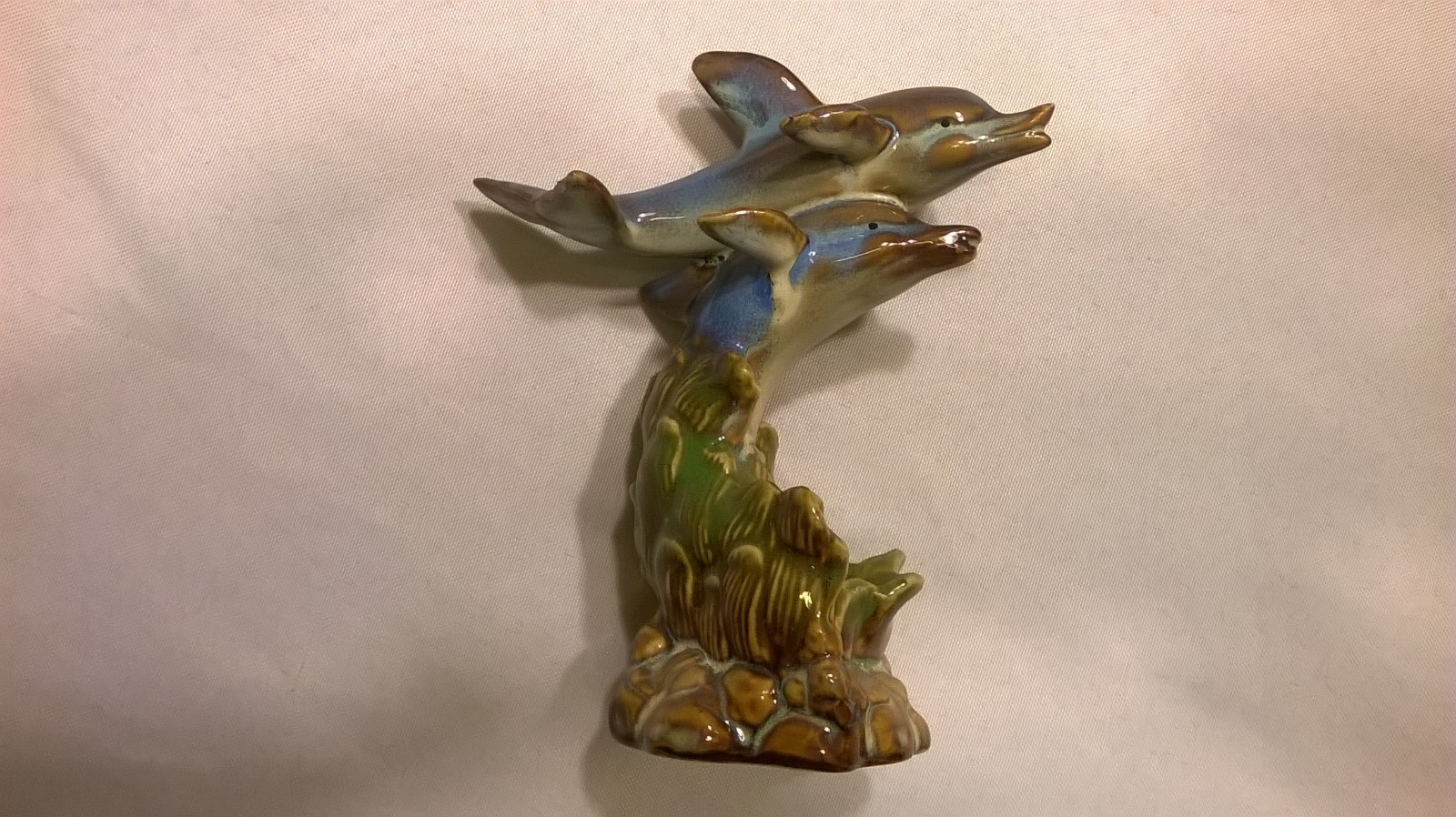 Porcelain Dolphin Statue Figurine - 2 Dolphins