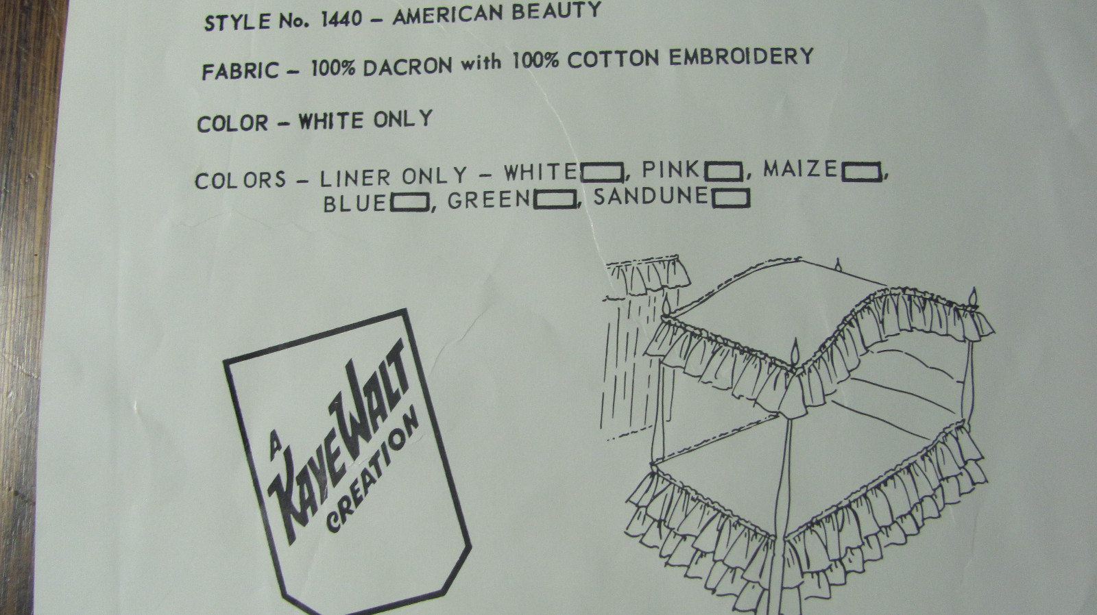 Vintage Off White Embroidered Roses Twin Bed Canopy Dacron Doll Fabric J4