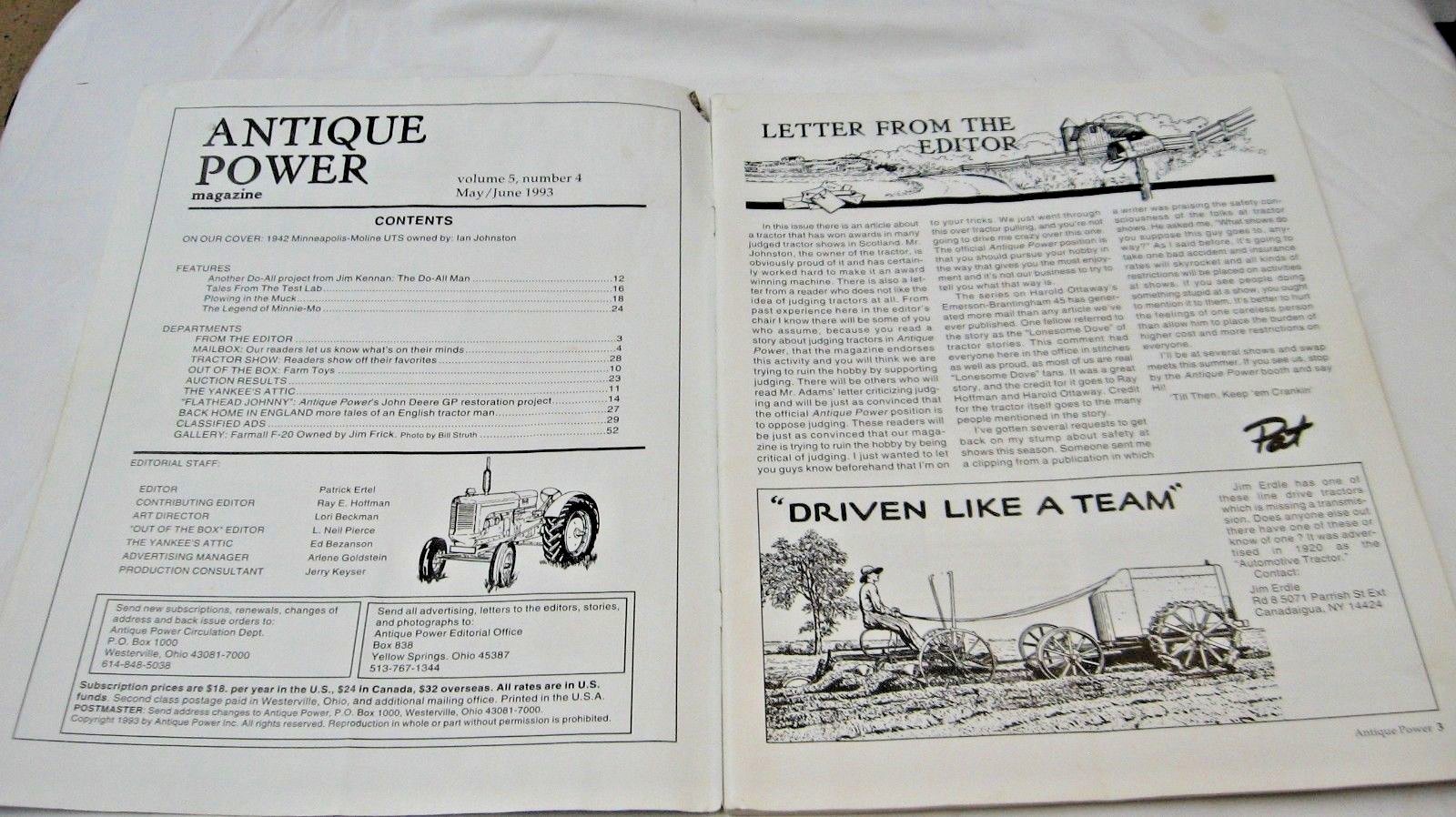 Antique Power Magazine  May June 1993 Number 4 Tractor Farm Implement