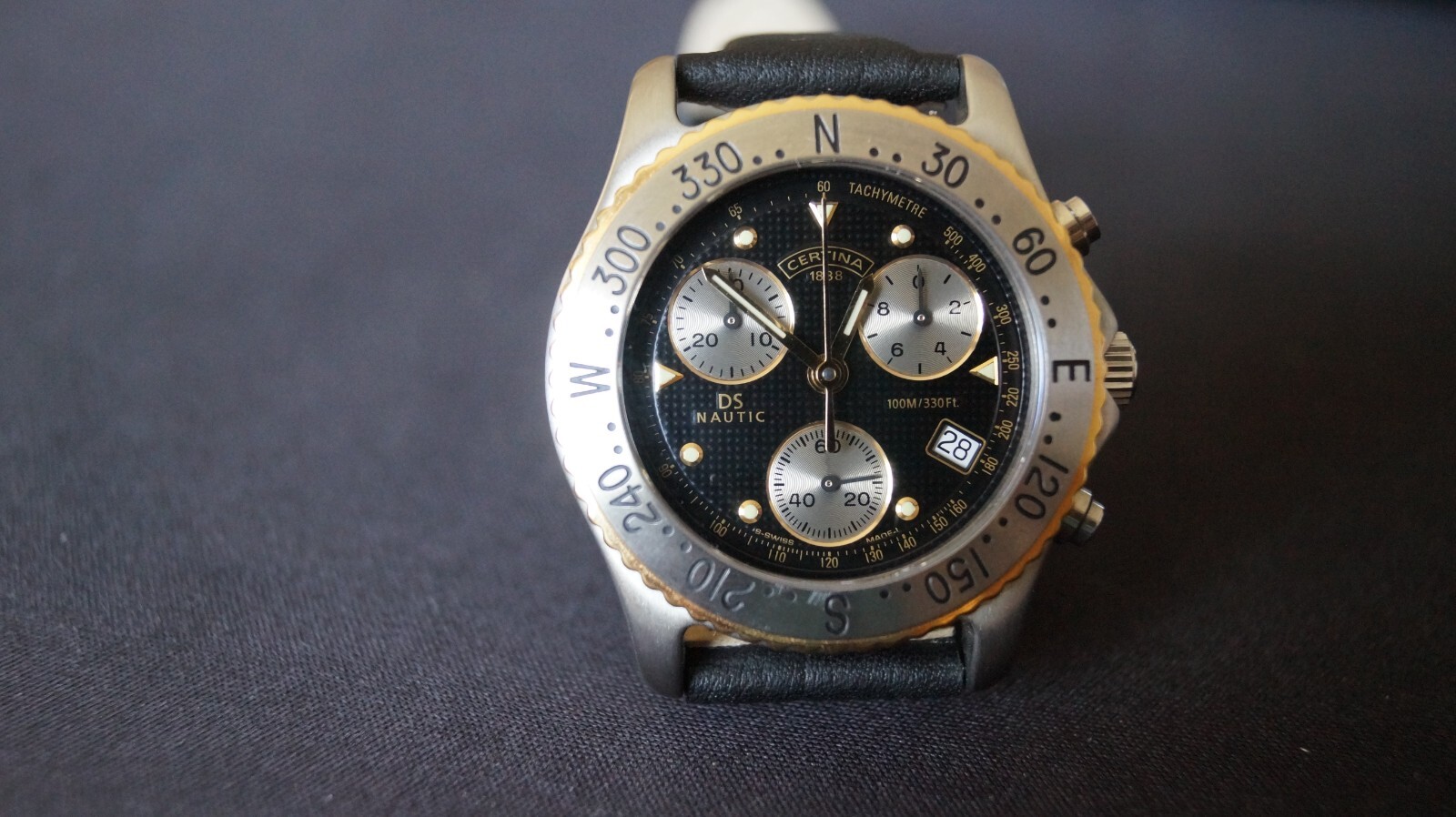 Certina DS Nautic quartz chronograph date @4 black silver