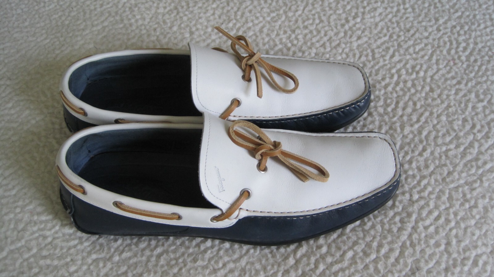 靴 Salvador ferragamo Salvatore Ferragamo Mango Dark Blue/White Combo Leather