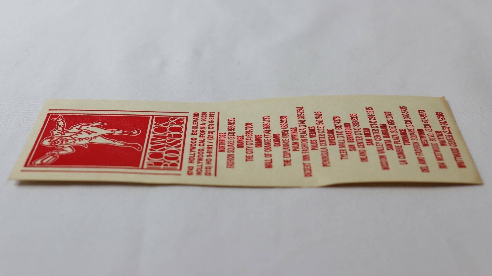 Vintage Pickwick Book Shop Bookmark Hollywood Boulevard Blvd California CA