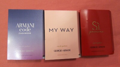 3 Great GIORGIO ARMANI samples: Armani Code Cashmere + My Way + Si Passione