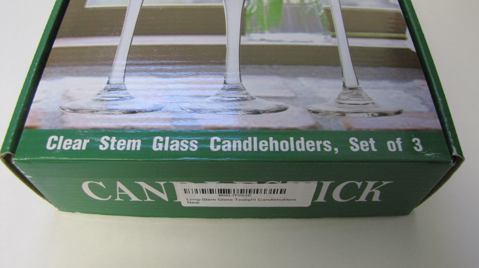 Candle Holders Clear Stem Glass Set Of 3  Sizes  6