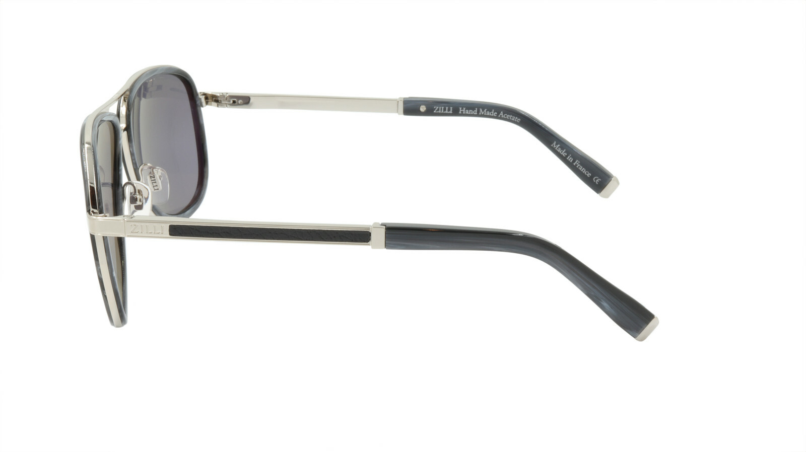 Pre-owned Zilli Sunglasses Titanium Acetate Leather Polarized France Handmade Zi 65017 C03 In Gray