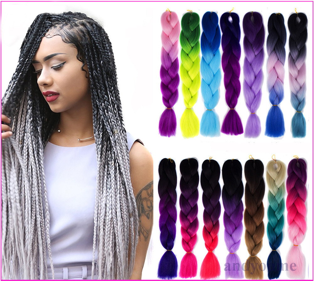 Multi Color 24 Ombre Synthetic Jumbo Braiding Hair Extension