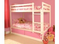 Girls White & Pink Wooden Bunk 3FT Beds with Pink Sliding Storage - Very Good Used Condition!