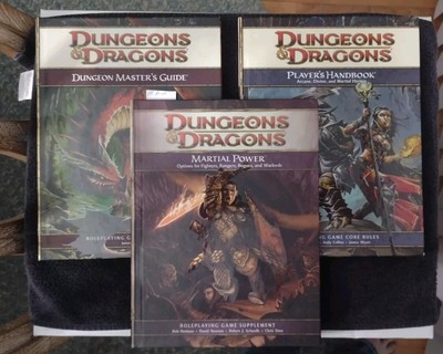 D&D 4e Players Handbook, Dungeon Masters Guide, Martial Powers (1st Print)-   