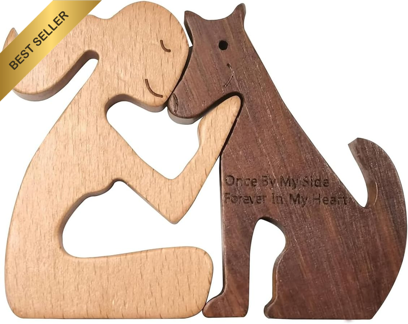 Handcrafted Wooden Puppy & Kitten Figures - Touching Pet Memorial Decor, Tableto