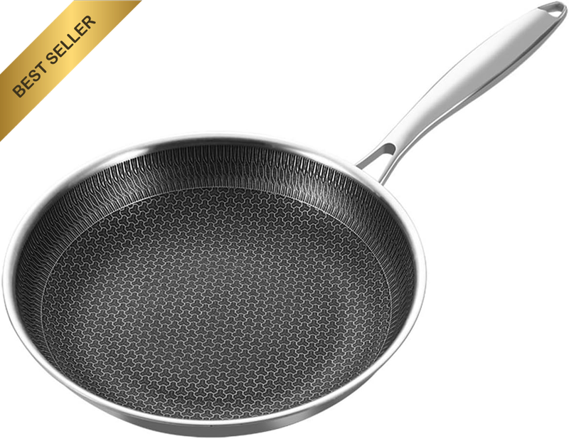 Stainless Steel Pan, 3-Layer Stainless Non Stick Frying Pan, Thickened Frying Pa