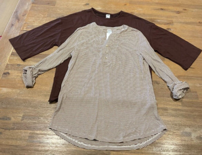 2 x Ladies size 6 tops Brown and white ANKO New 414