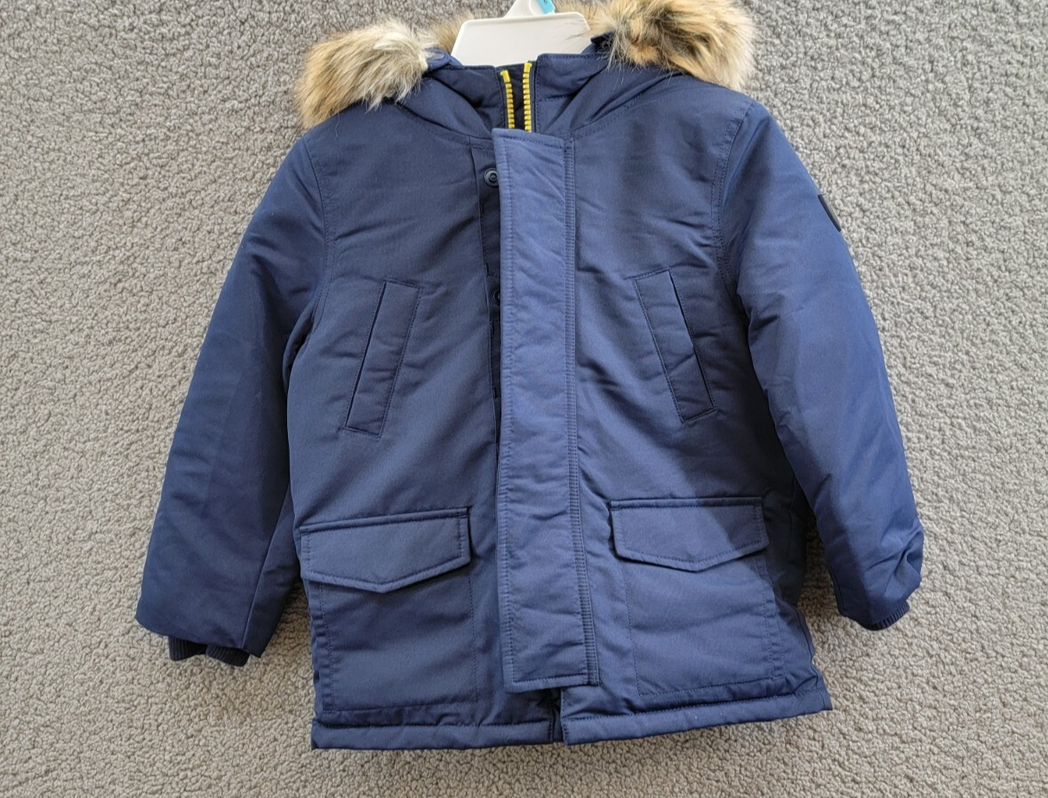 Polo Ralph Lauren Artificial-fur-Trim Down Parka Jacket Boys 5 Newport Navy Snap - Picture 2 of 18
