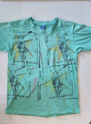 Vtg 80s Ocean Pacific OP Skateboard Skater T Shirt Surfing Art Size L Made  Usa 