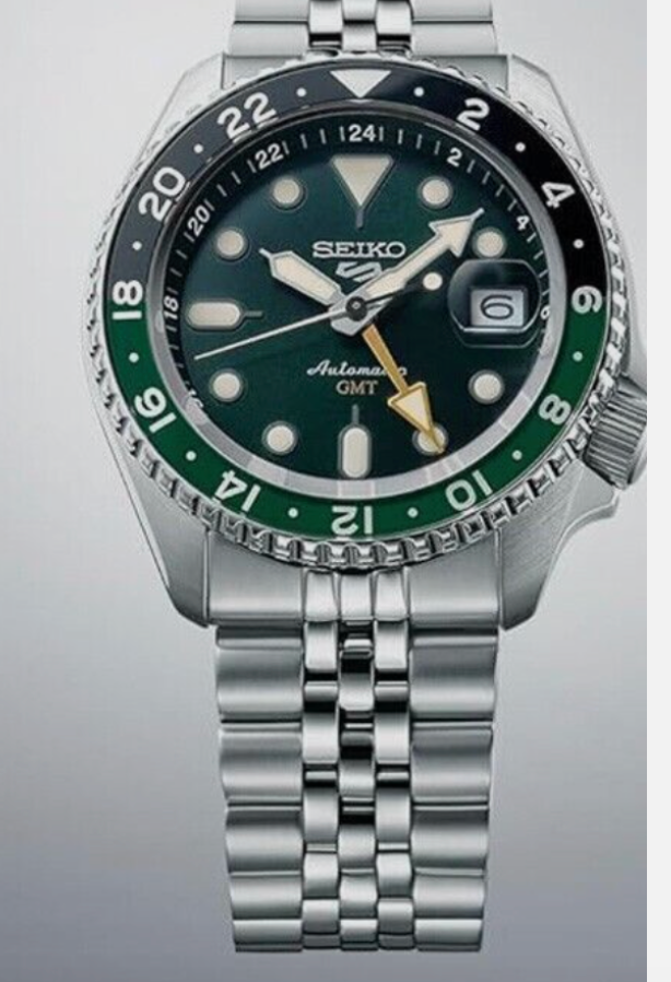 Pre-owned Seiko 5 Five Sports Ssk035 Gmt Automatic Watch 100 Meter Green Dial Made Japan