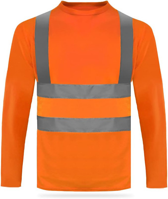 HYCOPROT High Vis Reflective Long Sleeve Safety Mesh Quick Dry ShirtsXL Orange