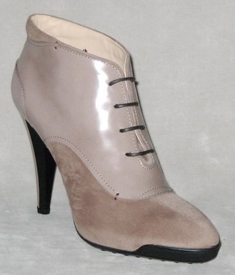 New TOD'S Leather LACE-UP Bootie Women 8.5 / 39 Made In ITALY MSRP$825