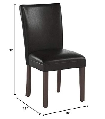 HomePop Parsons Upholstered Accent Dining Chair Set of 2 Dark Brown Faux Leather