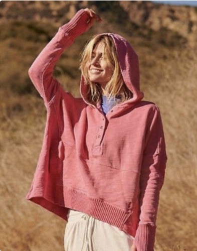 

Free People однотонный пуловер Honey Dove с капюшоном и карманом в рубчик розового цвета  НОВИНКА, Розовый