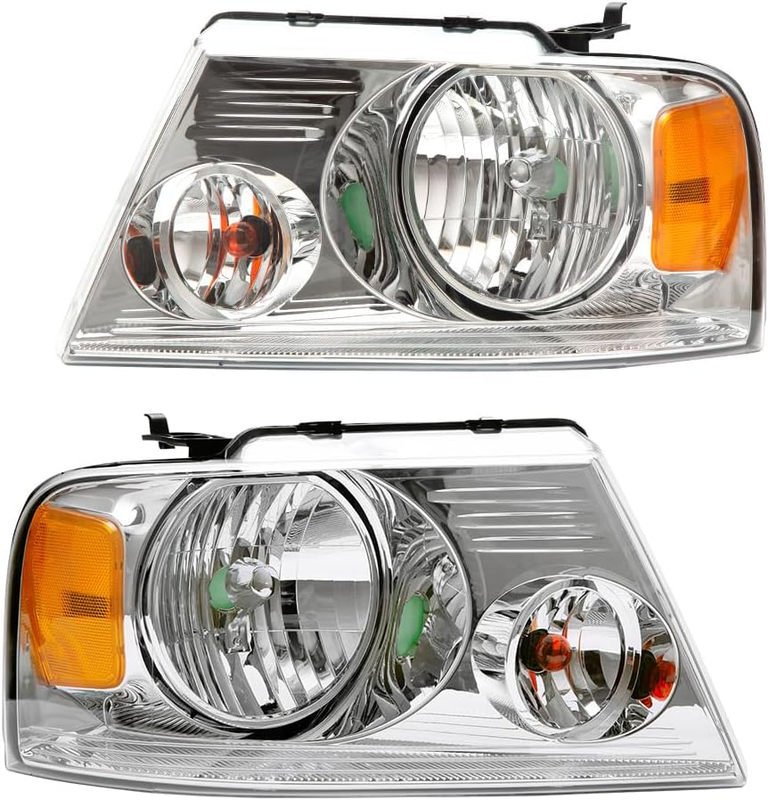 Chrome Housing Headlight Pair for 2004-2008 Ford F-150 2006-2008 Lincoln Mark LT