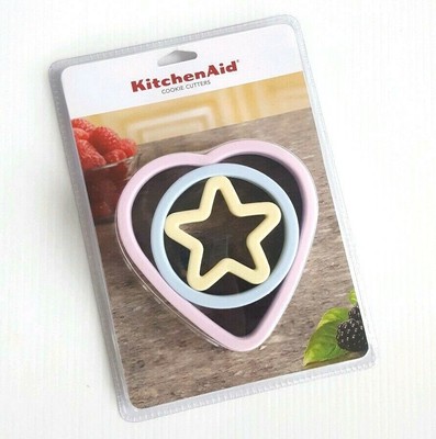 Kitchen Aid Cookie Cutters Heart Circle Star Stainless Steel Pastel Colors 3 ct