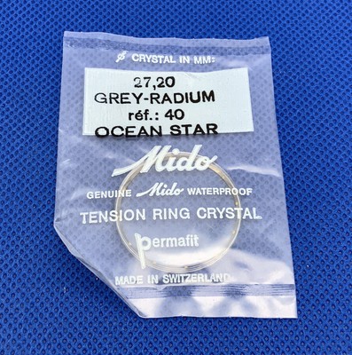 Mido 27.20 Grey Ocean Star Crystal W/ Tension Ring Waterproof Sealed NOS 03-50 L