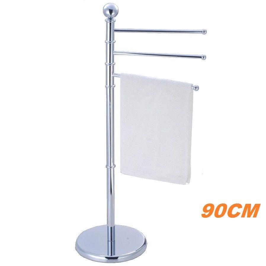 Piantana Porta Asciugamani Arredo Bagno 3 Bracci Metallo Cromato 90cm dfh